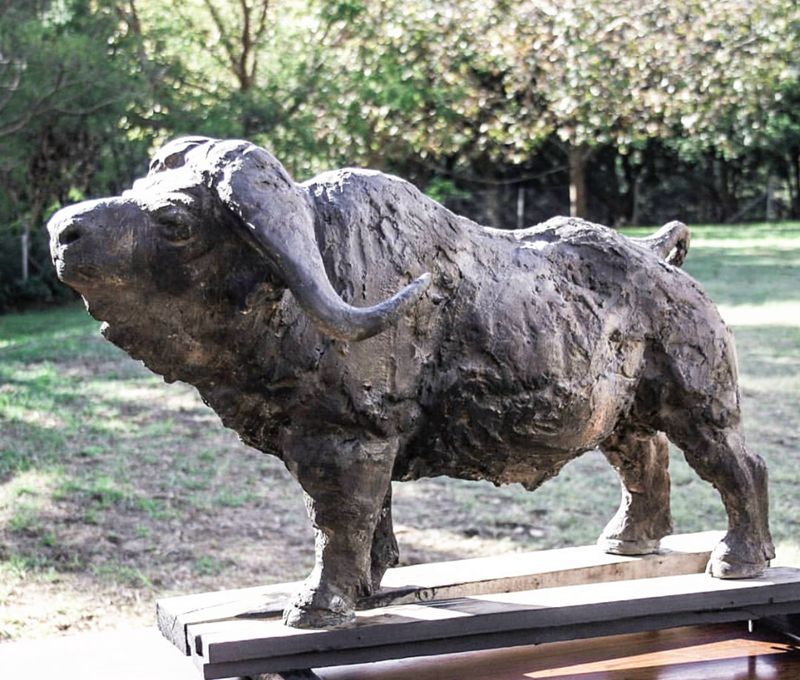 bronze buffalo statue art for sale