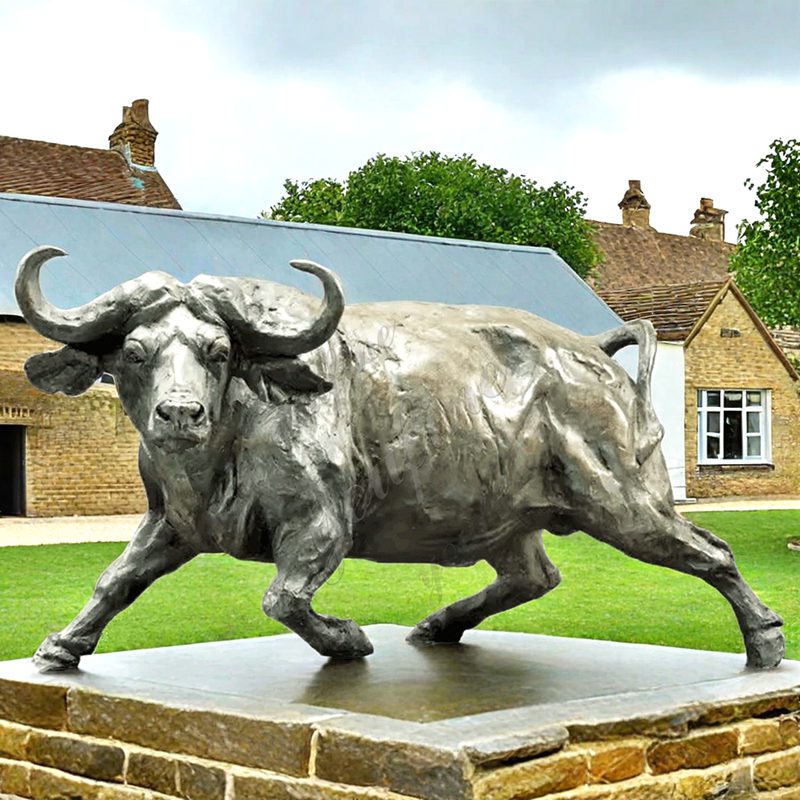 large bronze buffalo statue