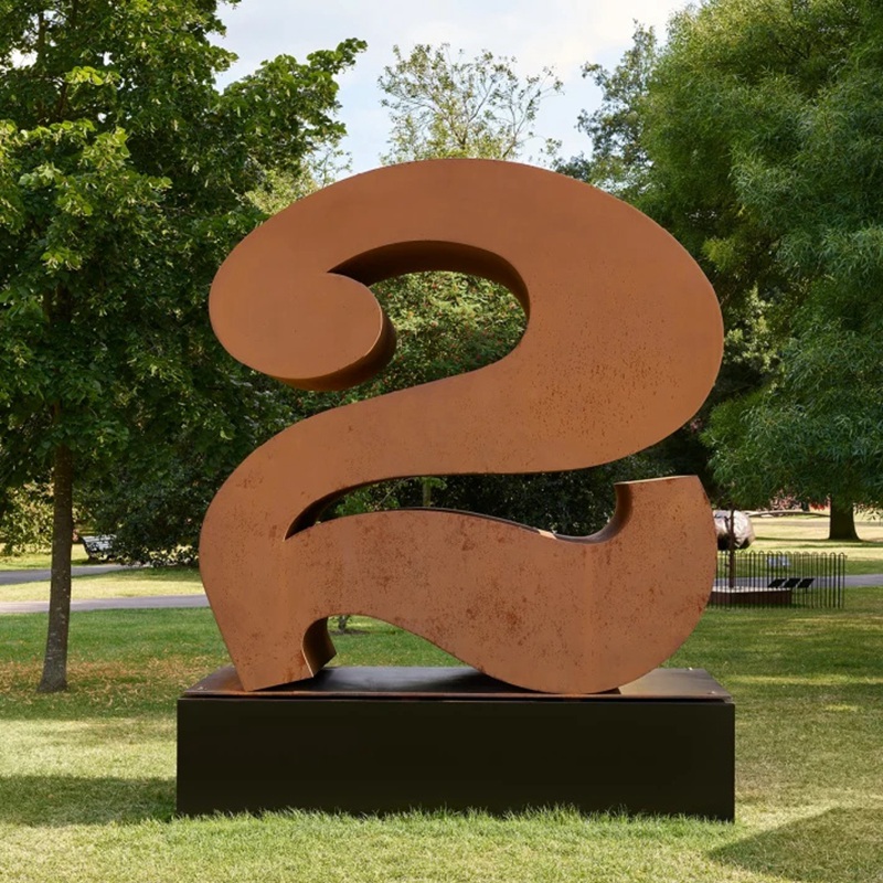 corten steel number sculpture