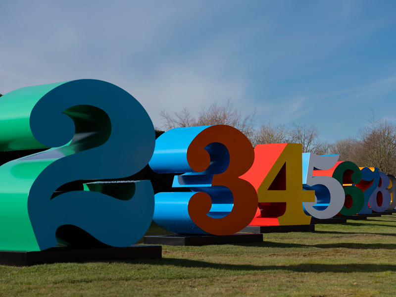 large stainless steel number sculptures