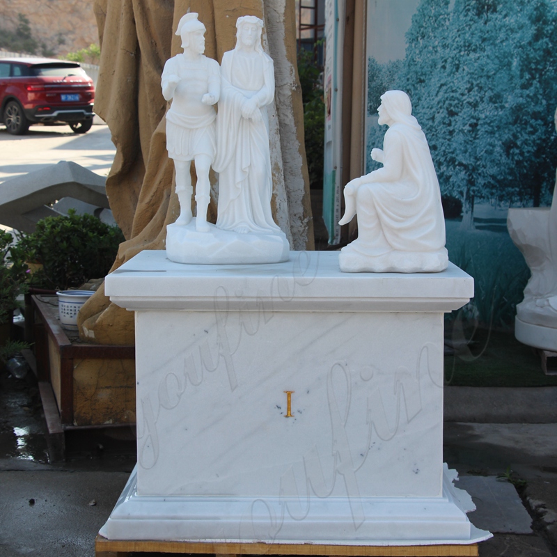 Jesus Is Condemned to Death white Marble Statue