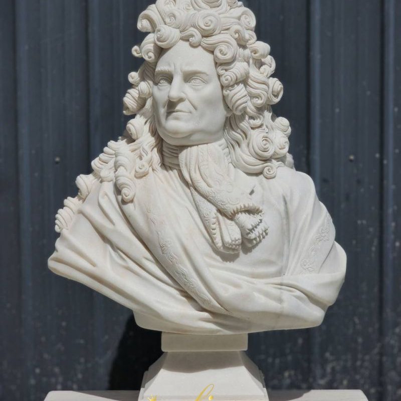 Baroque Style Marble Bust of Louis XIV Sculpture