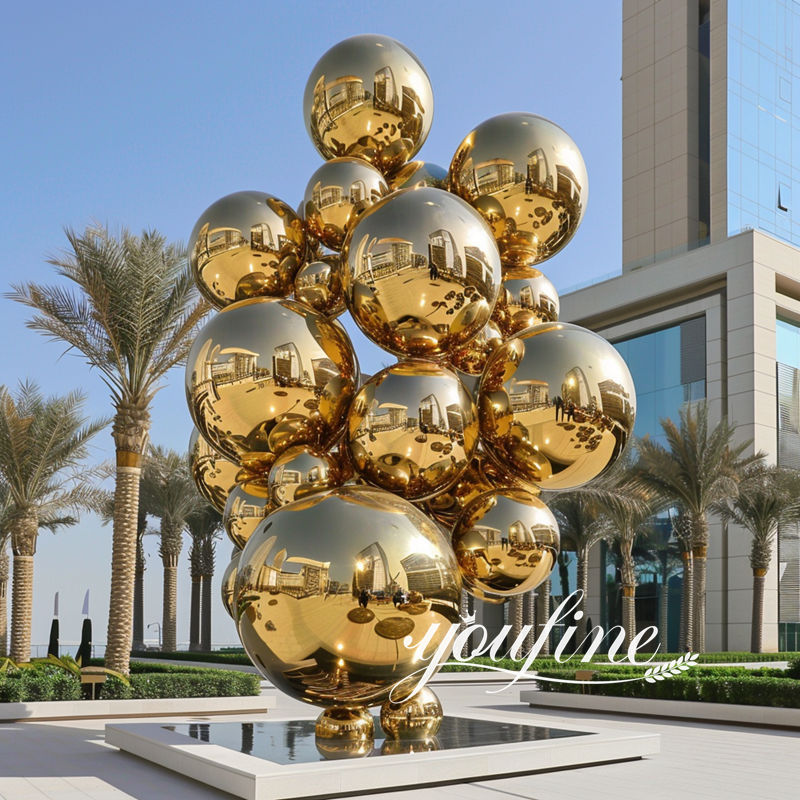 Modern Golden Large Metal Sphere Sculpture SSO-027