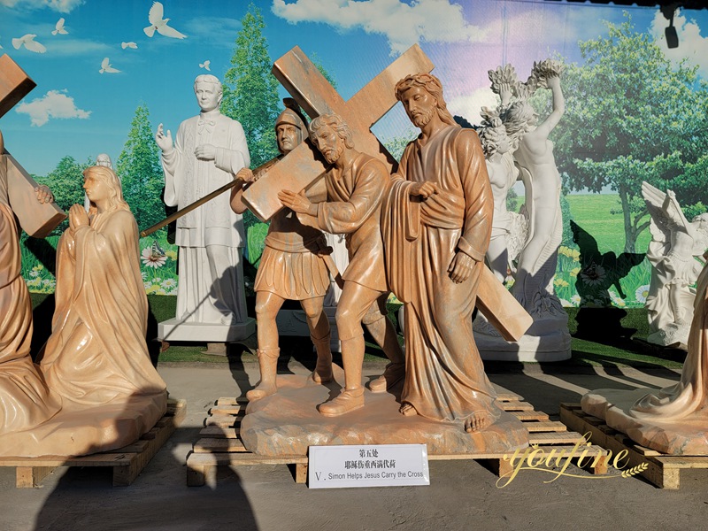 life size Simon Helps Jesus Carry His Cross statue