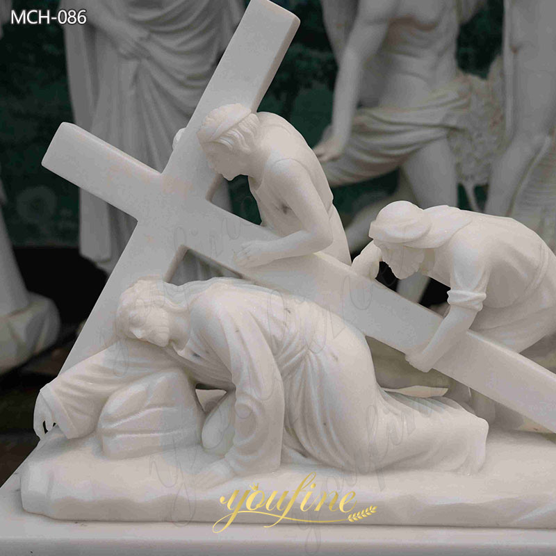 Jesus Falls a Second Time white marble statue