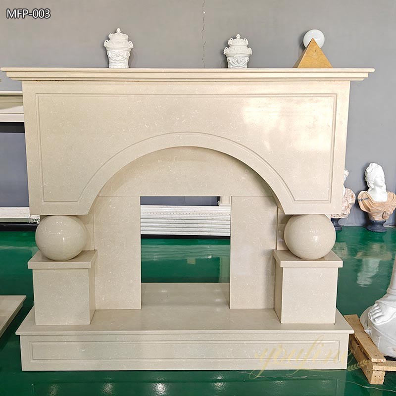 Unique Natural Marble Beige Fireplace Mantel