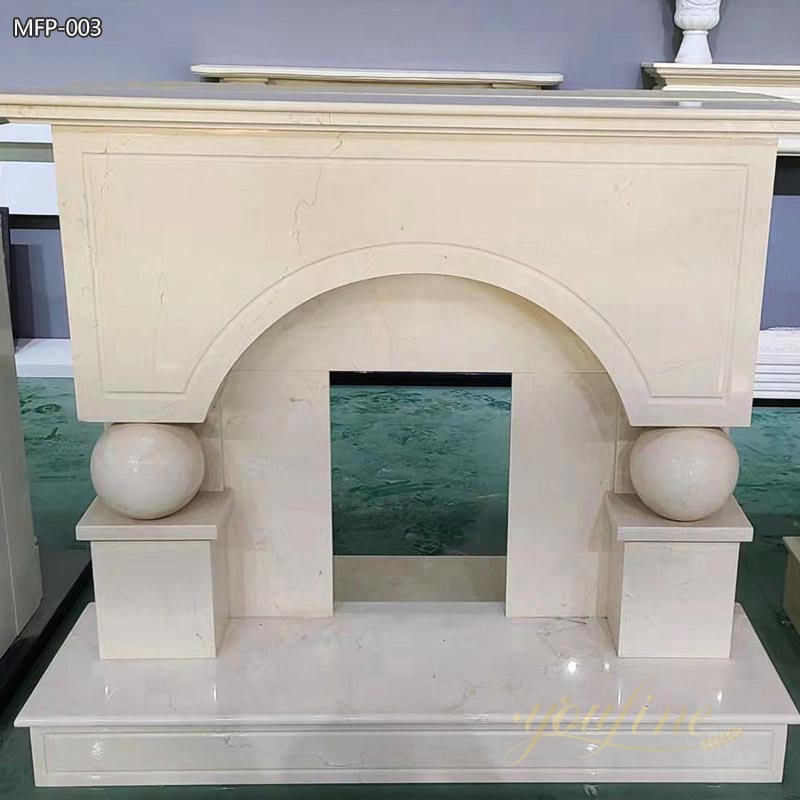 Unique Natural Marble Beige Fireplace Mantel