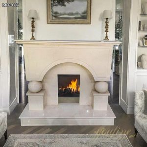 Unique Natural Marble Beige Fireplace Mantel