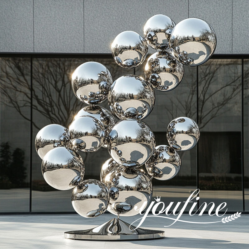 large modern stainless steel spheres