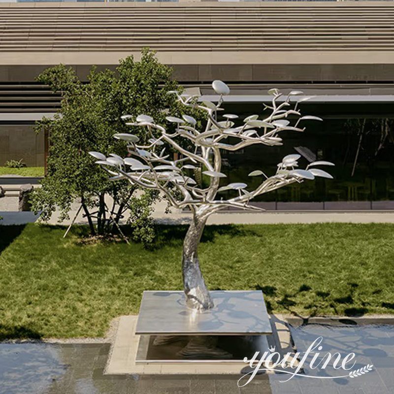 large outdoor metal tree sculpture