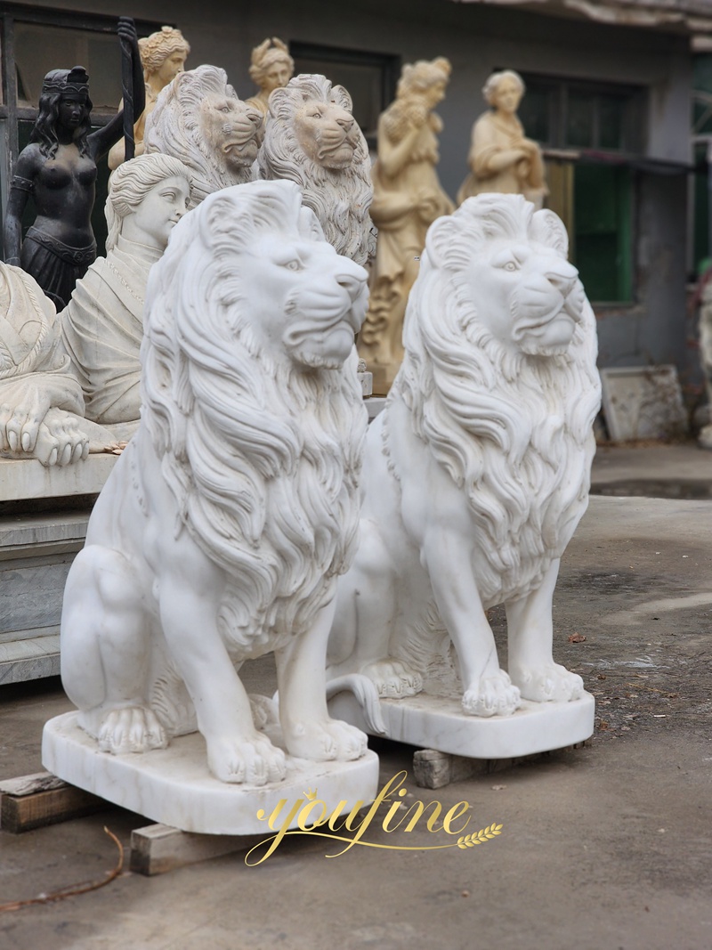 marble sitting lion statue