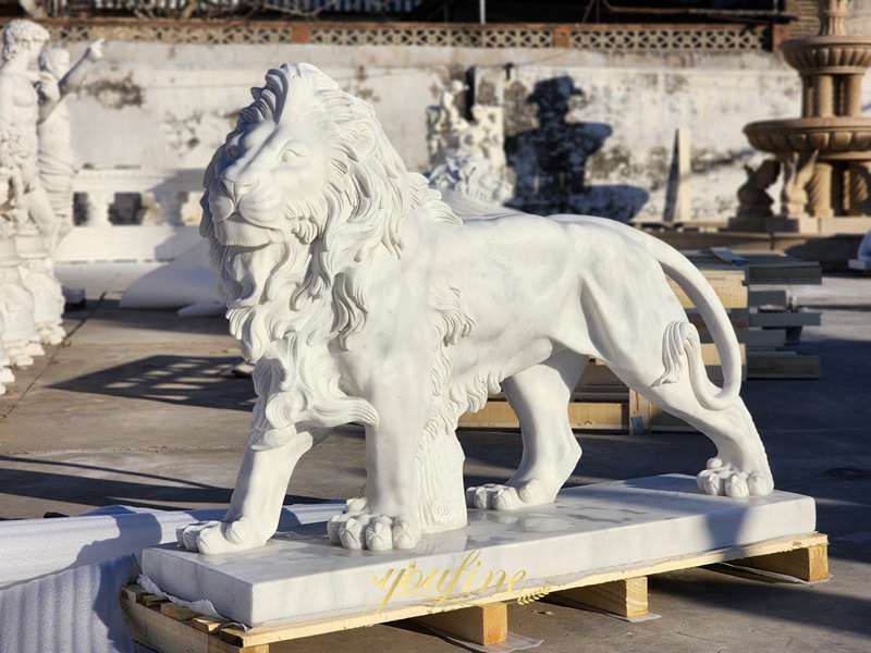 marble walking lion statue