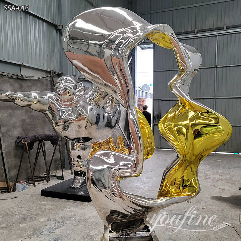 modern abstract stainless steel sculpture for hotel lobby