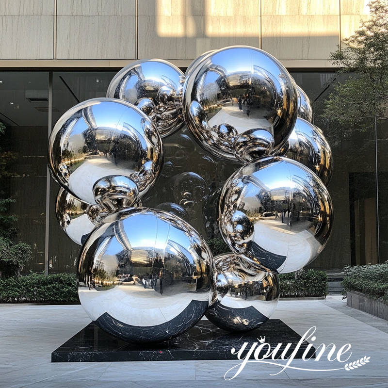 modern large steel spheres for outdoors