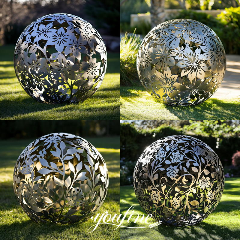 stainless steel garden sphere sculpture for garden decoration