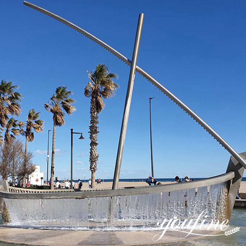 stainless steel water boat fountain