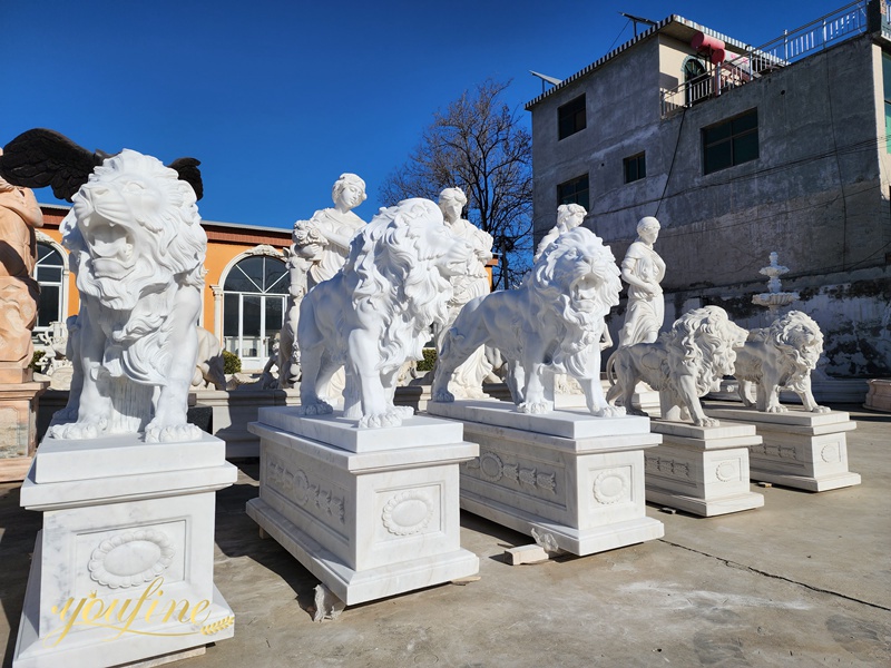 white marble lion statue