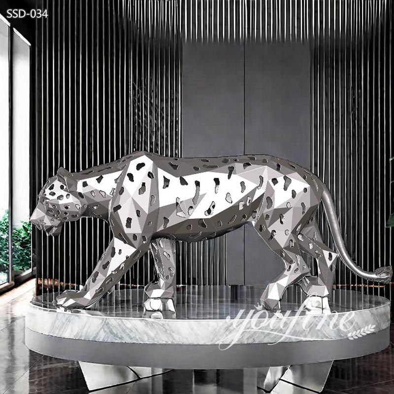 1.5 meter long metal leopard statue