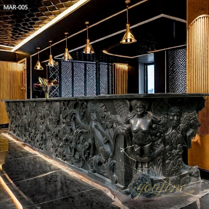 Pure Natural Marble Black Bar Table for Sale