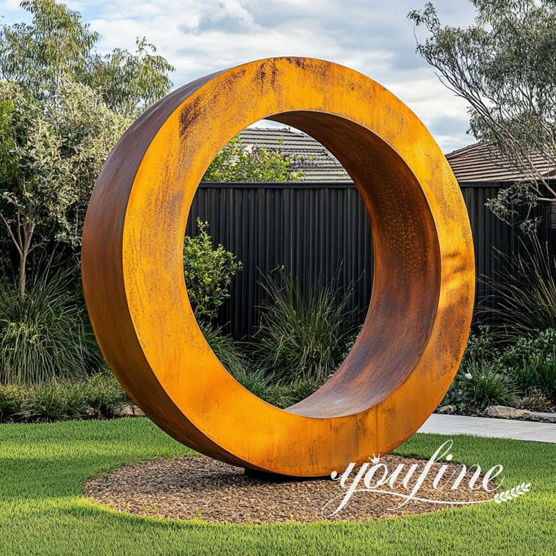 Large Corten Circle Garden Sculpture SCW-009