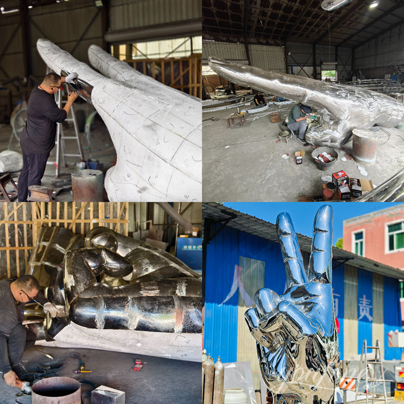 large hand sculpture forging process