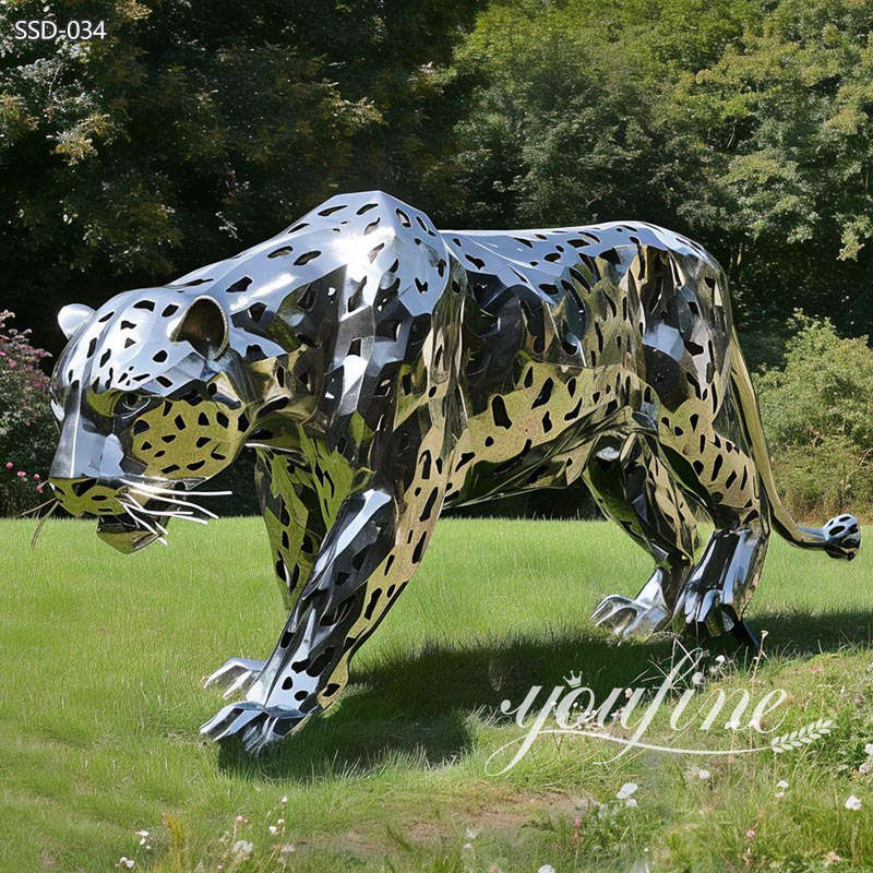 Outdoor Metal Hollowing Leopard Statue SSD-034