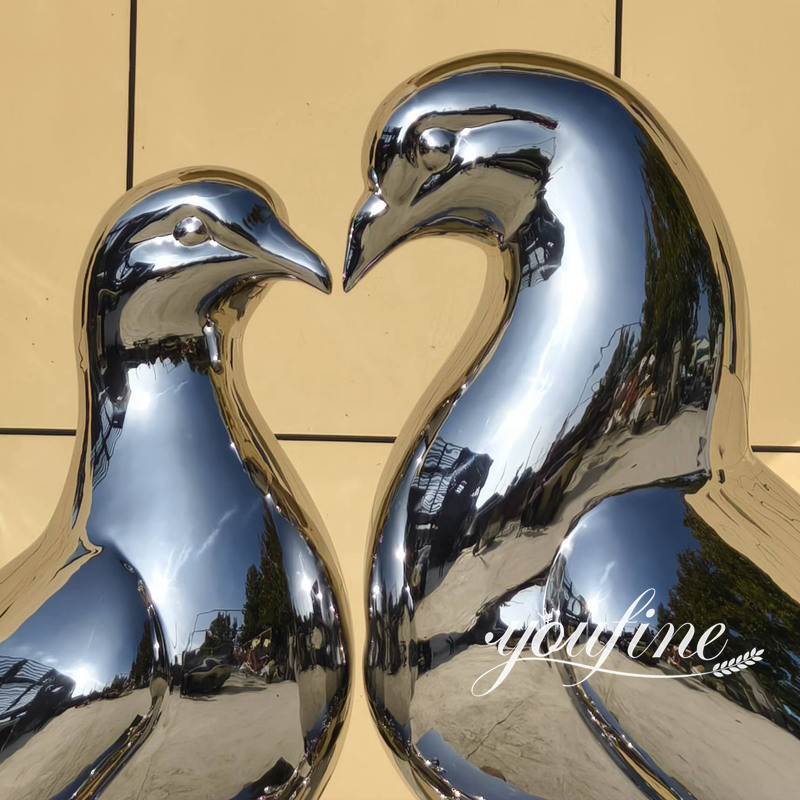 stainless steel dove sculpture details