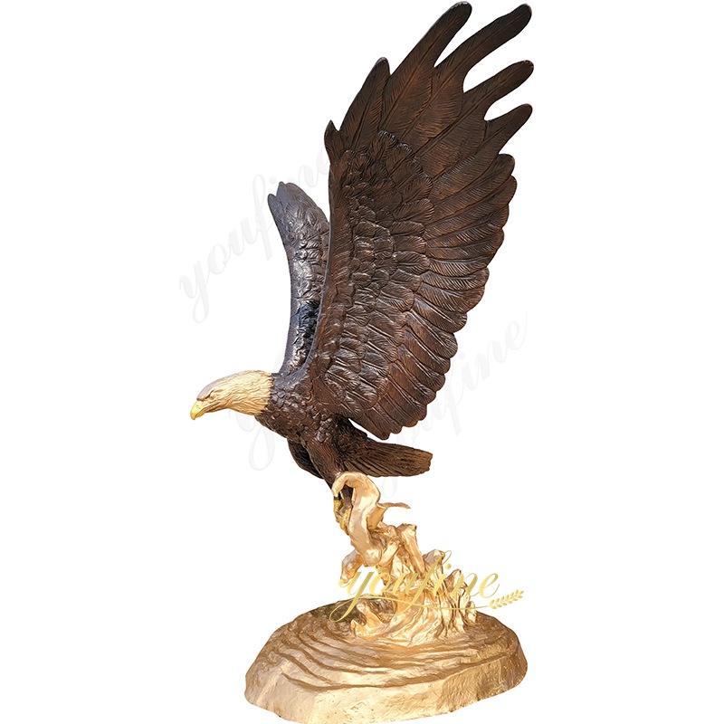 Flying bald eagle sculpture