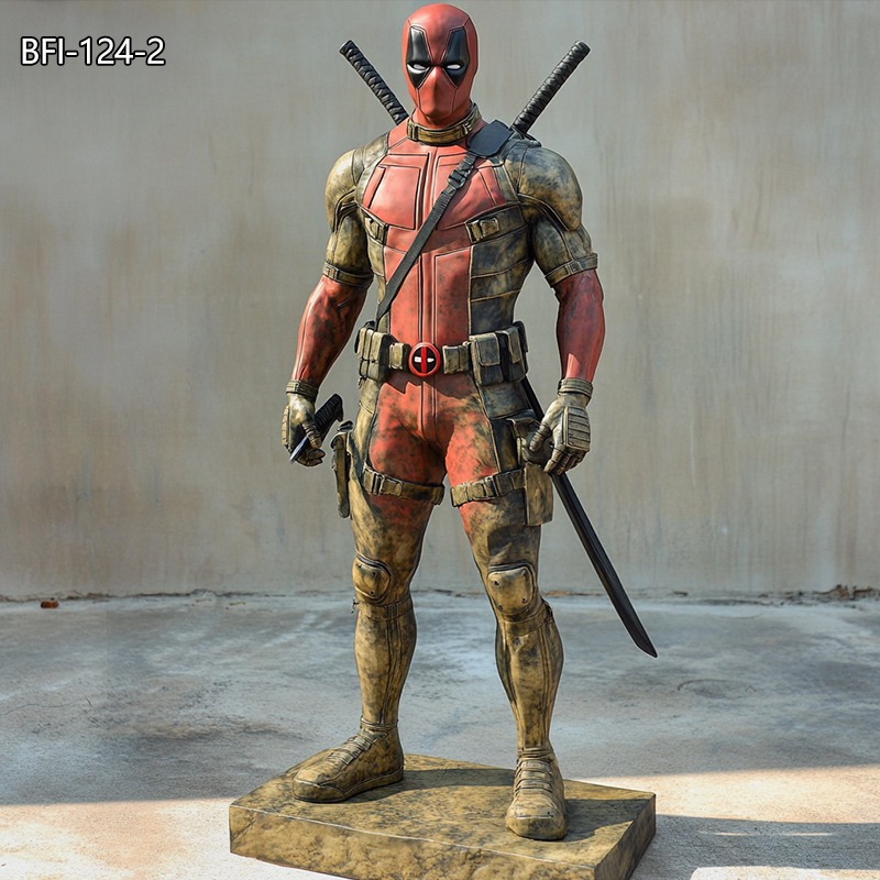 bronze life-size deadpool statue