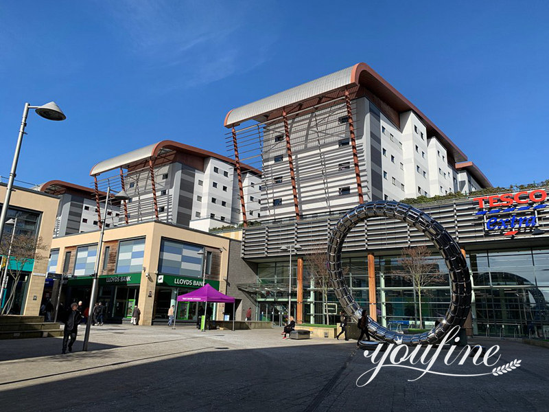 large stainless steel circle sculpture