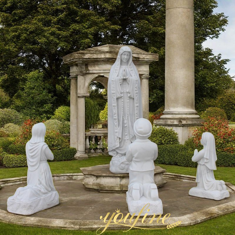 Large Marble Our Lady of Fatima with Children Garden Statue