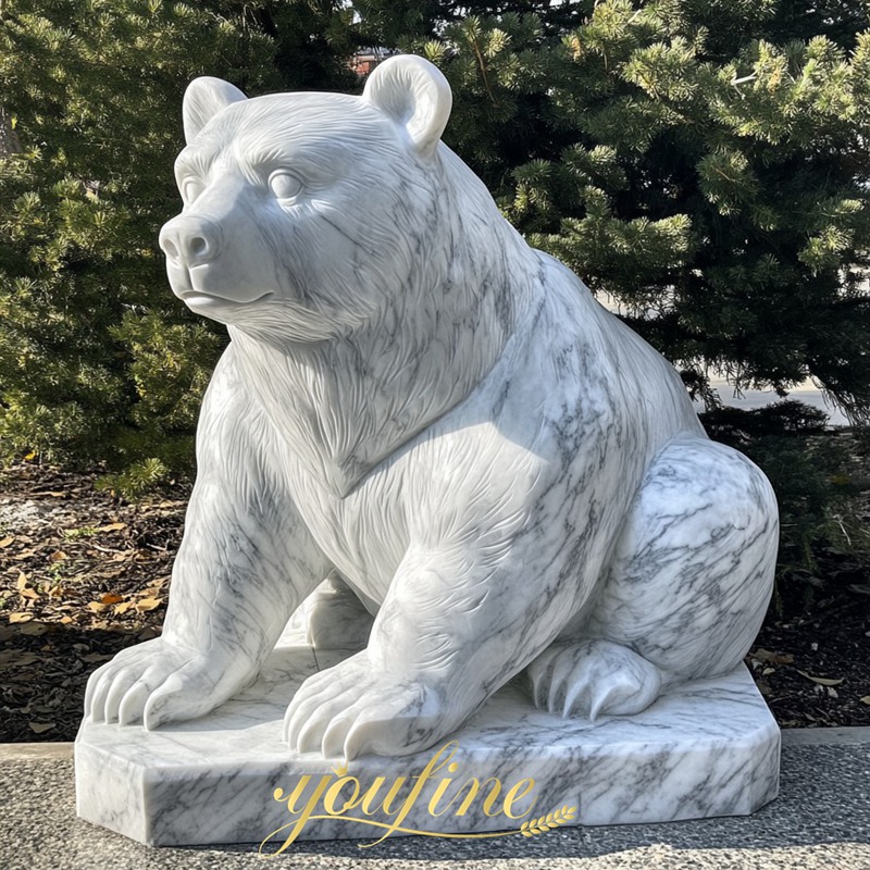 Life Size Marble Bear Statue