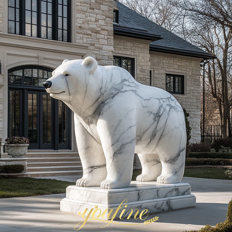 Life Size Marble Bear Statue