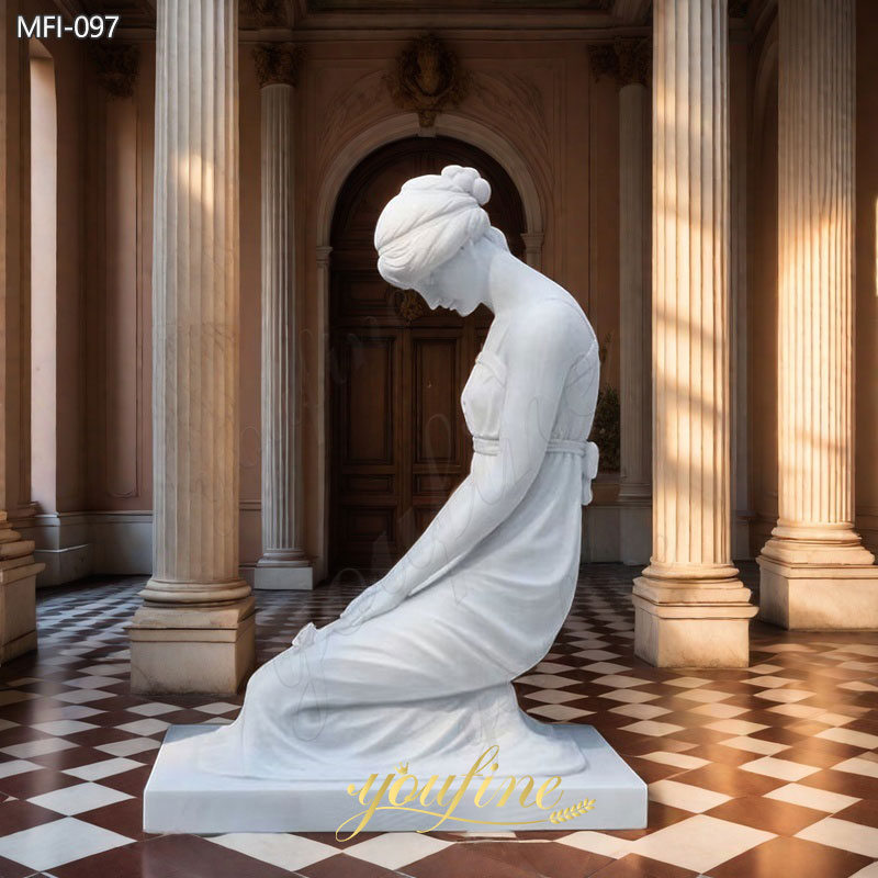 Luxury Marble Kneeling Woman Statue