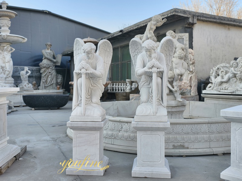 Marble Guardian Angel Statue with Sword