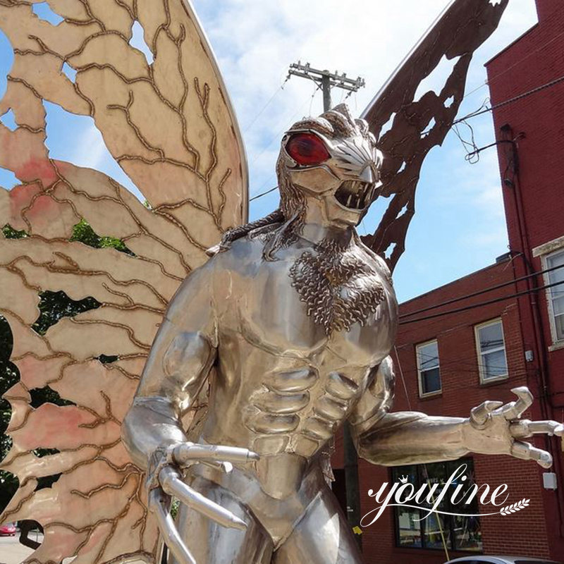 metal Mothman statue details