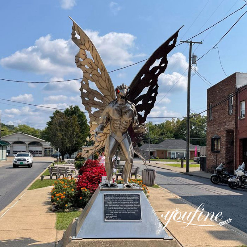 metal life size Mothman statue