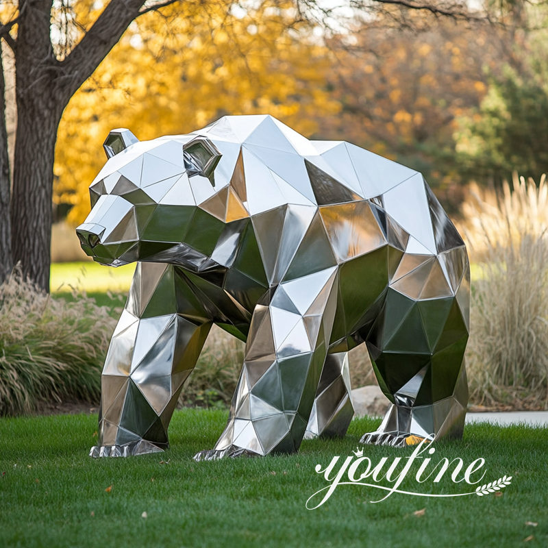 high quality metal polygon bear sculpture for lawn deocr