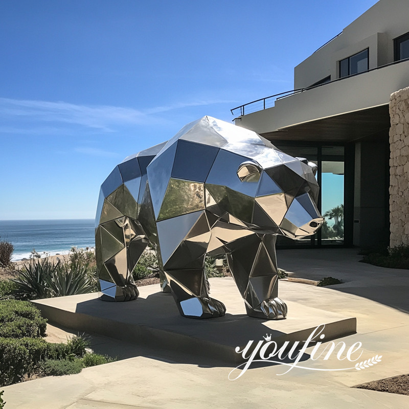 modern polygon bear animal sculpture