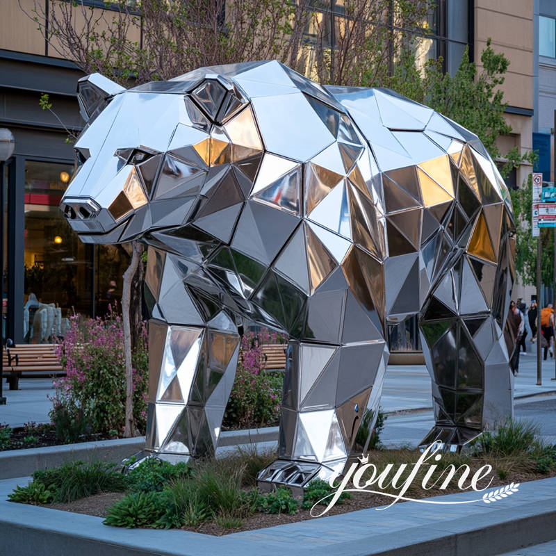 large outdoor polygon bear sculpture