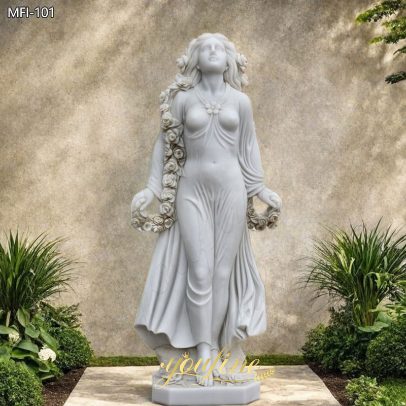 Elegant Stone Statue of Woman with Wreath