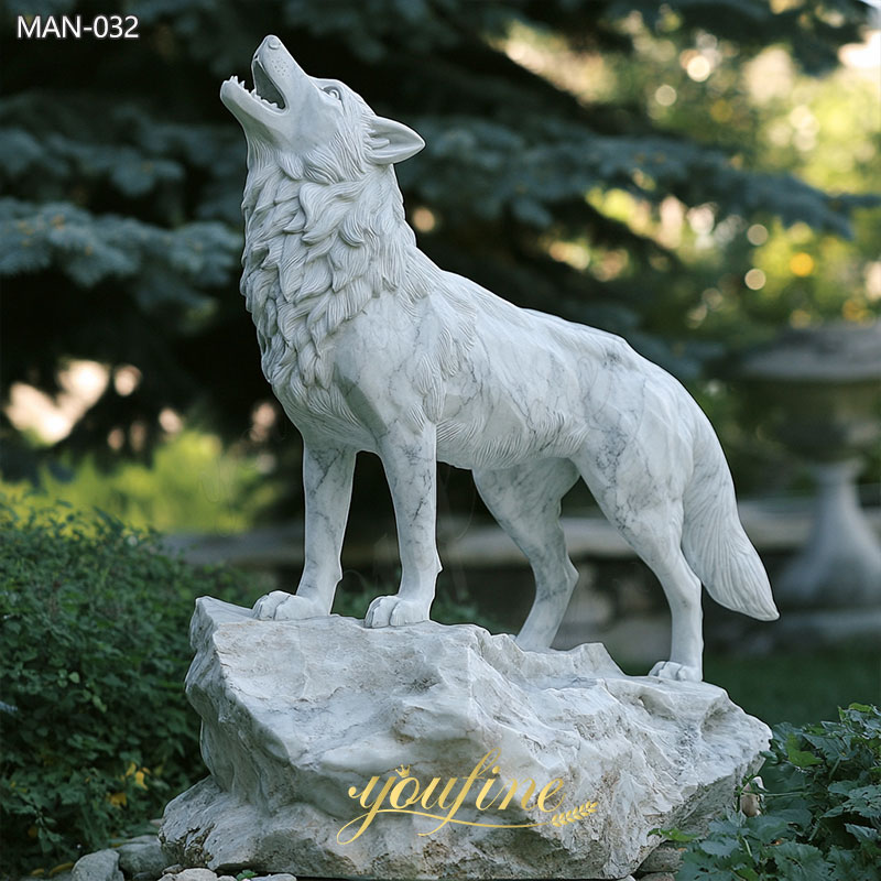 Marble wolf Statue