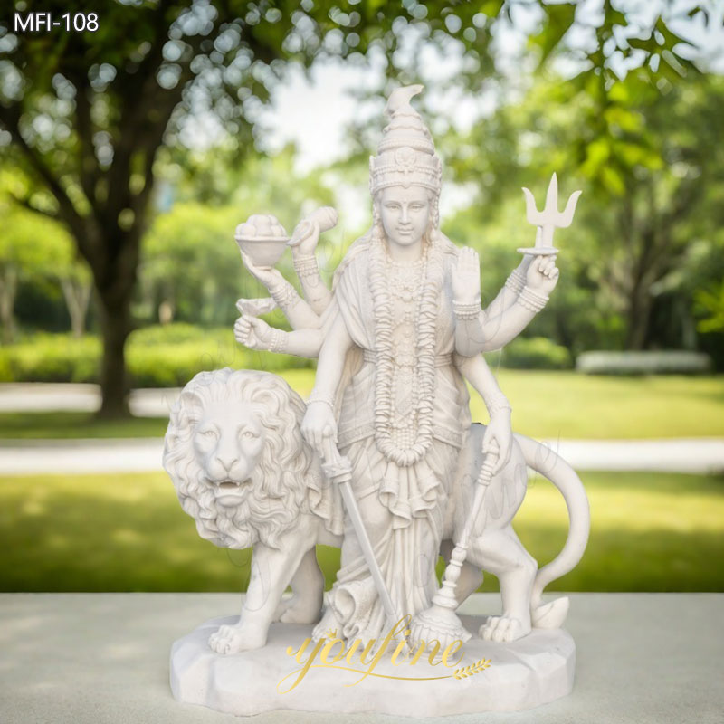 Life Size White Marble Durga Statue