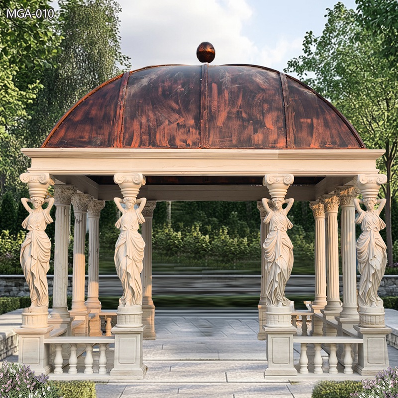 natural marble Square Marble Statue Column Gazebo for garden