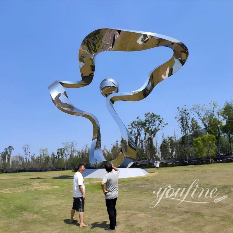 modern landscape stainless steel ribbon sculpture for urban decor