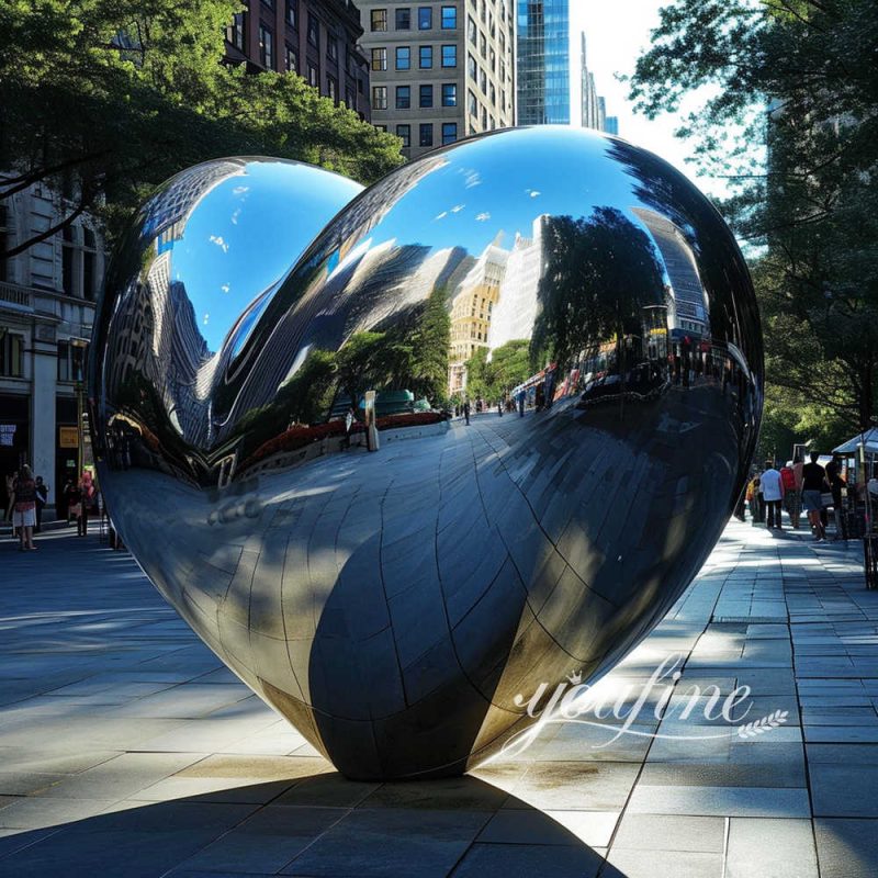 outdoor modern stainless steel heart sculpture for public decor